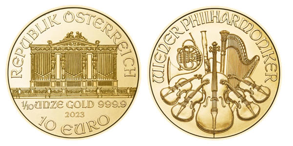 Zlatá investičná minca Wiener Philharmoniker 1/10 Oz